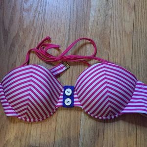 Push up pink stripes bikini top